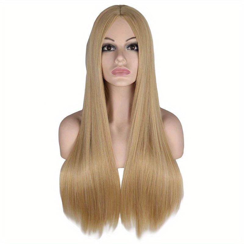 Purple Long Straight Hair Wig 66cm Heat Resistant Synthetic Buckle Net for Women