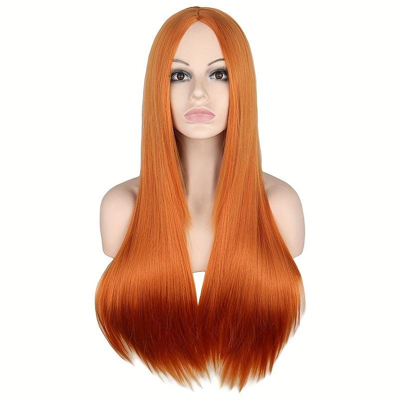 Purple Long Straight Hair Wig 66cm Heat Resistant Synthetic Buckle Net for Women