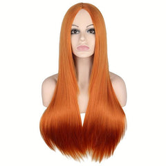 Purple Long Straight Hair Wig 66cm Heat Resistant Synthetic Buckle Net for Women