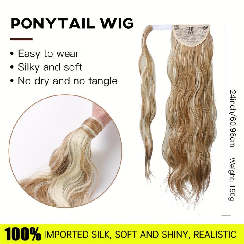 Long Wavy Ponytail Extensions Synthetic Clip In Hair Extensions