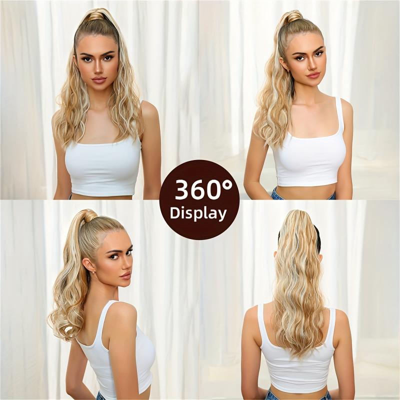 Long Wavy Ponytail Extensions Synthetic Clip In Hair Extensions