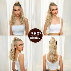 Long Wavy Ponytail Extensions Synthetic Clip In Hair Extensions