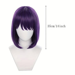 Short Straight Bob Cut Synthetic Wig with Hairbangs for Girl Women