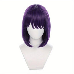Short Straight Bob Cut Synthetic Wig with Hairbangs for Girl Women