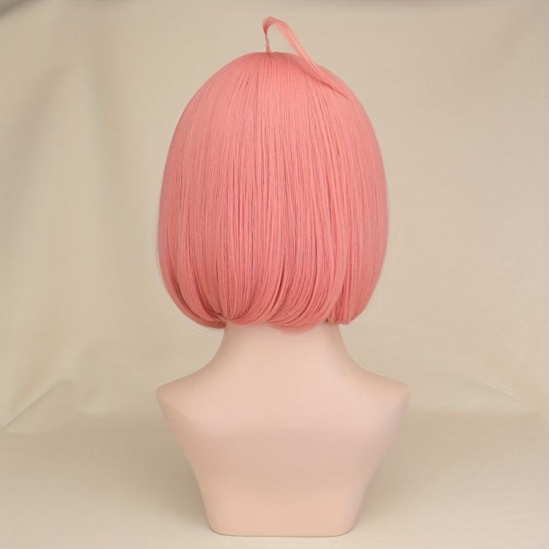 Short Straight Bob Cut Synthetic Wig with Hairbangs for Girl Women