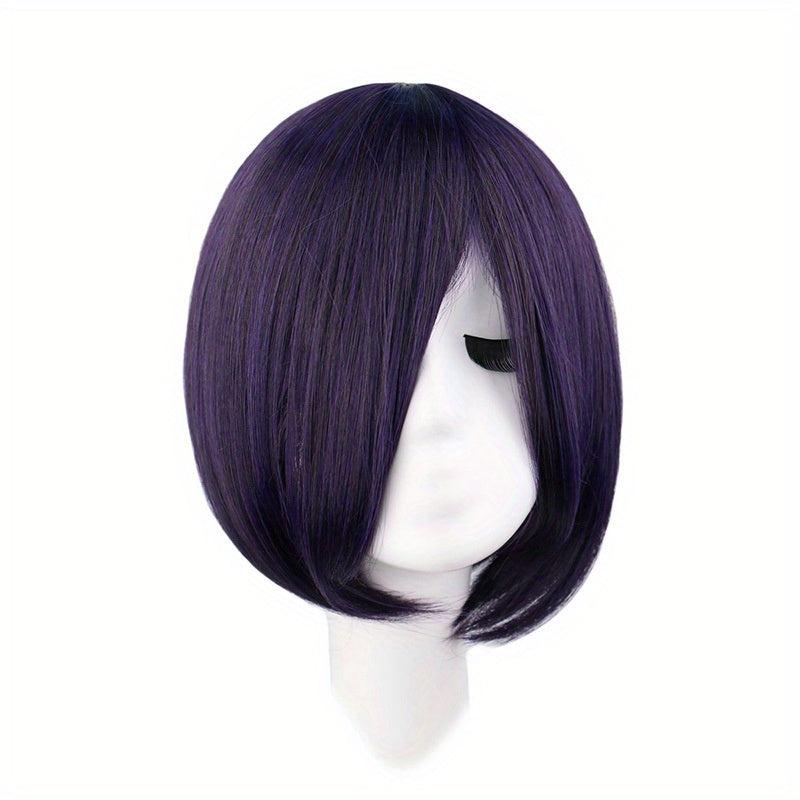 Short Straight Bob Cut Synthetic Wig with Hairbangs for Girl Women