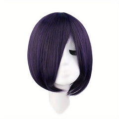 Short Straight Bob Cut Synthetic Wig with Hairbangs for Girl Women