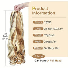 2 Packs Pre Stretched Loose Wave Bouncy Crochet Hair with Curly Ends