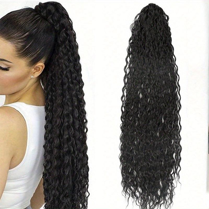 Long Afro Curly Ponytail Synthetic Hair Extensions For Women