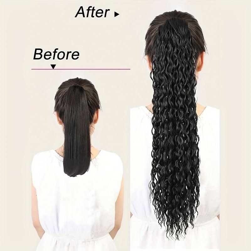 Long Afro Curly Ponytail Synthetic Hair Extensions For Women