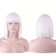 Short Bob Straight Hair Wig With Bangs 35 56 Cm Women Cosplay Halloween Use