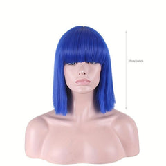 Short Bob Straight Hair Wig With Bangs 35 56 Cm Women Cosplay Halloween Use