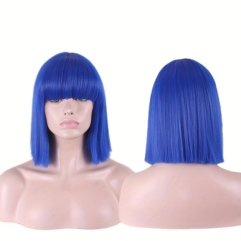 Short Bob Straight Hair Wig With Bangs 35 56 Cm Women Cosplay Halloween Use
