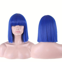 Short Bob Straight Hair Wig With Bangs 35 56 Cm Women Cosplay Halloween Use