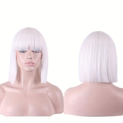 Short Bob Straight Hair Wig With Bangs 35 56 Cm Women Cosplay Halloween Use