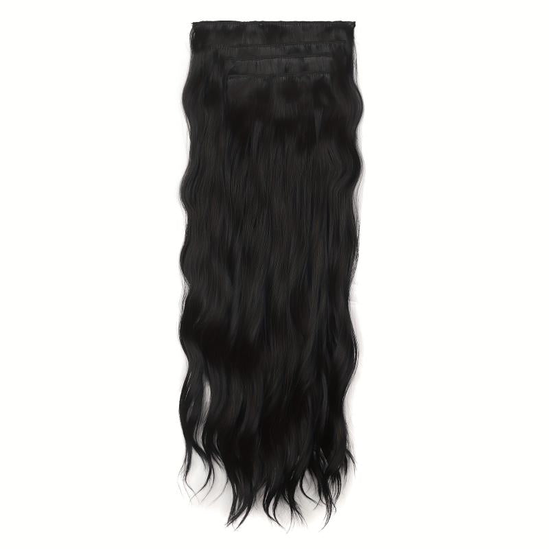 4pcs Long Curly Hair Pieces Synthetic Clip In Hair Extensions Natural Look