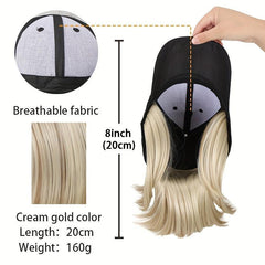 Short Bob Hat Cap Wig for Women Straight Synthetic Hair High Temperature Fiber