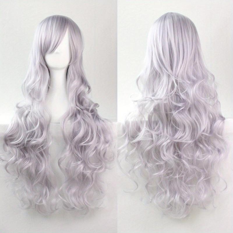 28cm Long Wavy Wig with Bangs Cosplay Wig for Women Synthetic Hair Wig