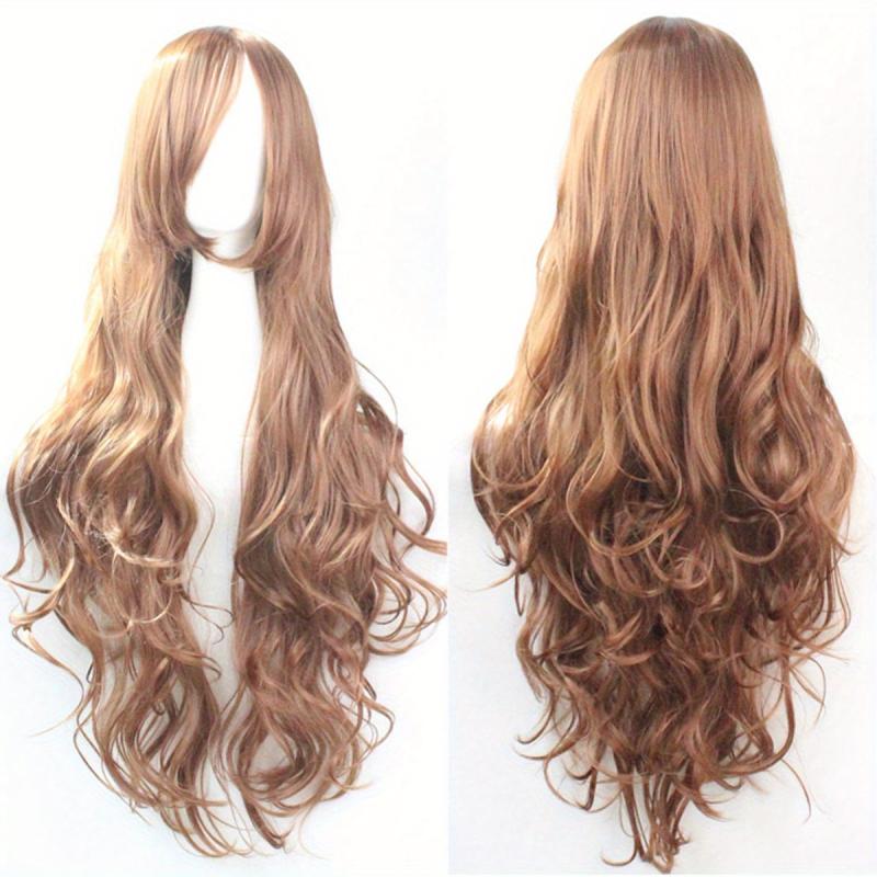 28cm Long Wavy Wig with Bangs Cosplay Wig for Women Synthetic Hair Wig