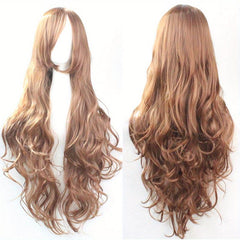 28cm Long Wavy Wig with Bangs Cosplay Wig for Women Synthetic Hair Wig