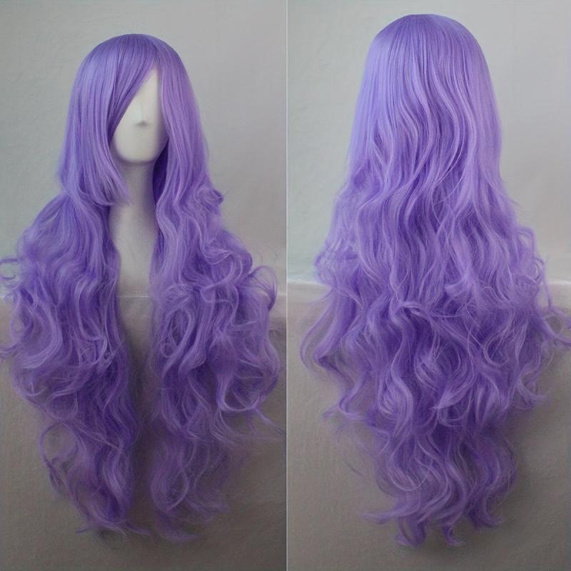 28cm Long Wavy Wig with Bangs Cosplay Wig for Women Synthetic Hair Wig