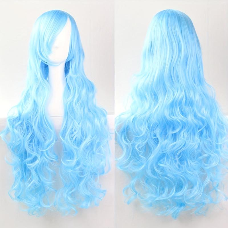 28cm Long Wavy Wig with Bangs Cosplay Wig for Women Synthetic Hair Wig