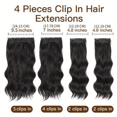 4pcs 50.8cm Clip In Hair Extensions Wavy Curly Synthetic Fiber Hairpieces
