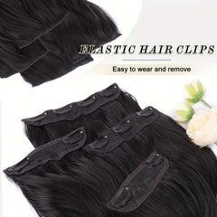 4pcs 50.8cm Clip In Hair Extensions Wavy Curly Synthetic Fiber Hairpieces