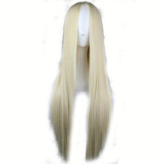 Long Straight Anime Wig Central Parting Cosplay Hairpiece