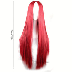 Long Straight Anime Wig Central Parting Cosplay Hairpiece