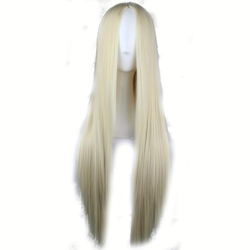Long Straight Anime Wig Central Parting Cosplay Hairpiece