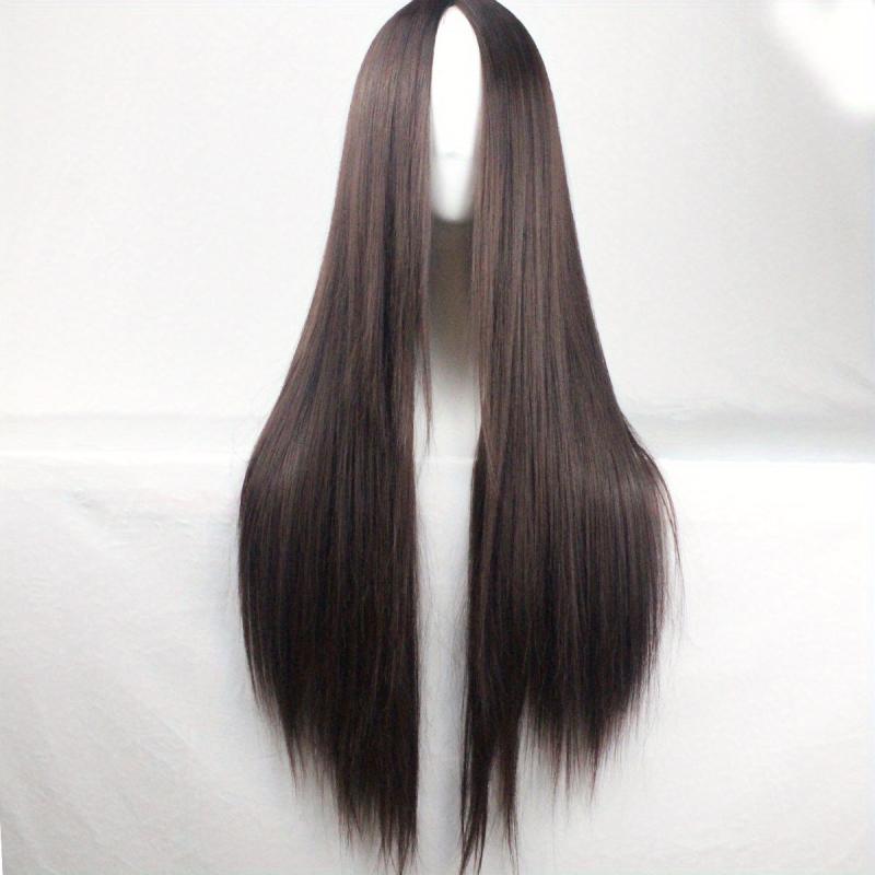 Long Straight Anime Wig Central Parting Cosplay Hairpiece