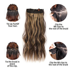 4-Piece Thick Curly Synthetic Hair Extensions for Women Girls