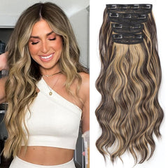 4-Piece Thick Curly Synthetic Hair Extensions for Women Girls