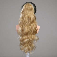 Long Wavy Ponytail Extensions Synthetic Clip In Hair Natural Daily Use