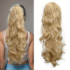 Long Wavy Ponytail Extensions Synthetic Clip In Hair Natural Daily Use