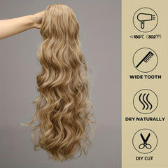 Long Wavy Ponytail Extensions Synthetic Clip In Hair Natural Daily Use