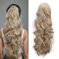 Long Wavy Ponytail Extensions Synthetic Clip In Hair Natural Daily Use