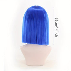 Straight Bob Cut Wigs With Bangs Shoulder Length Synthetic Fiber Rose Net Wigs