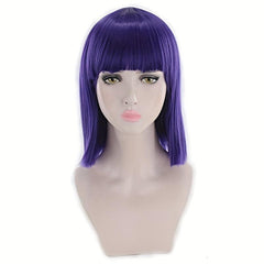 Straight Bob Cut Wigs With Bangs Shoulder Length Synthetic Fiber Rose Net Wigs