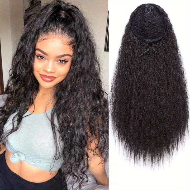 Long Curly Drawstring Ponytail Extension Synthetic Hair Pieces For Women