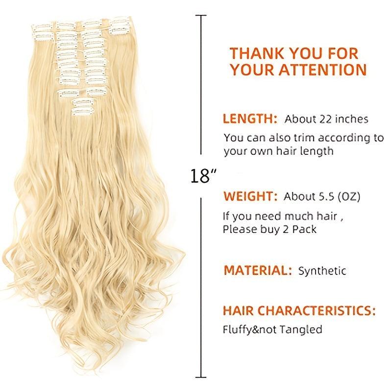 55 88 Cm Long Wavy Hair Extensions Clip In Synthetic Hair Extension