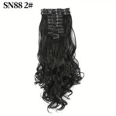 55 88 Cm Long Wavy Hair Extensions Clip In Synthetic Hair Extension