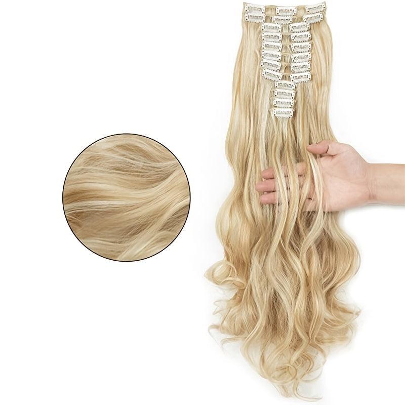 55 88 Cm Long Wavy Hair Extensions Clip In Synthetic Hair Extension