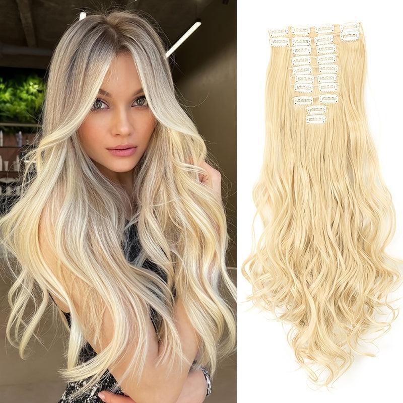 55 88 Cm Long Wavy Hair Extensions Clip In Synthetic Hair Extension