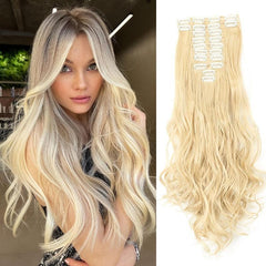 55 88 Cm Long Wavy Hair Extensions Clip In Synthetic Hair Extension