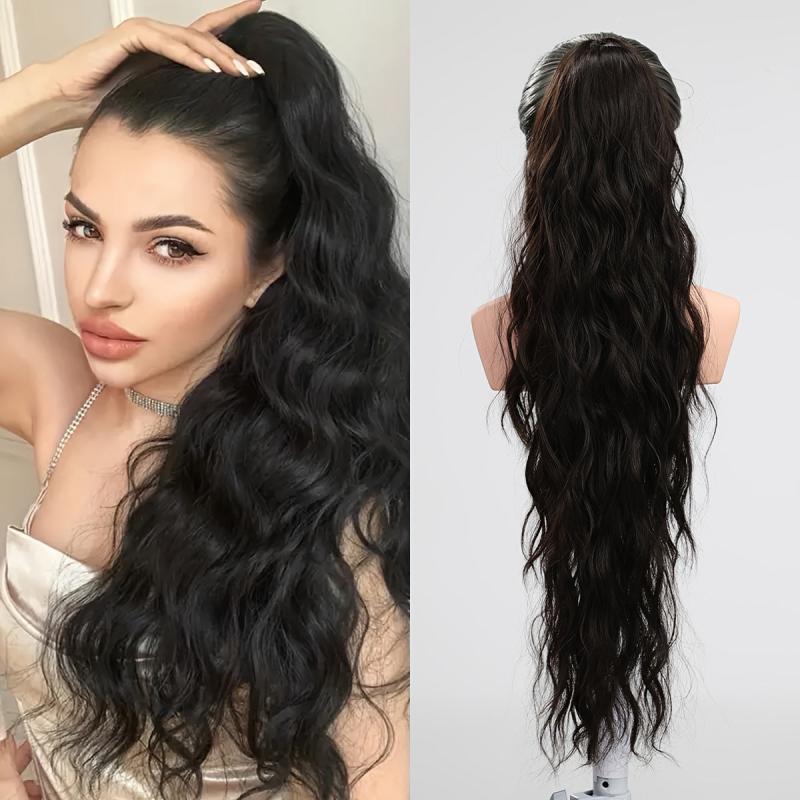 Long Wavy Ponytail Extensions Synthetic Clip In Hair Extensions