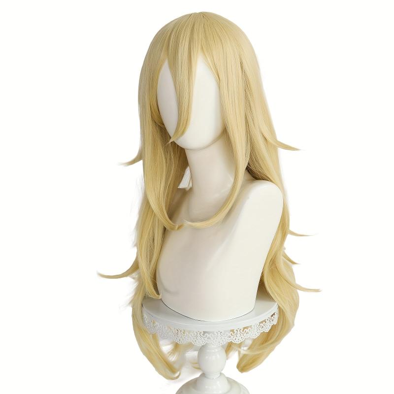 Long Blonde Anime Cosplay Wig with Bangs