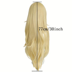 Long Blonde Anime Cosplay Wig with Bangs