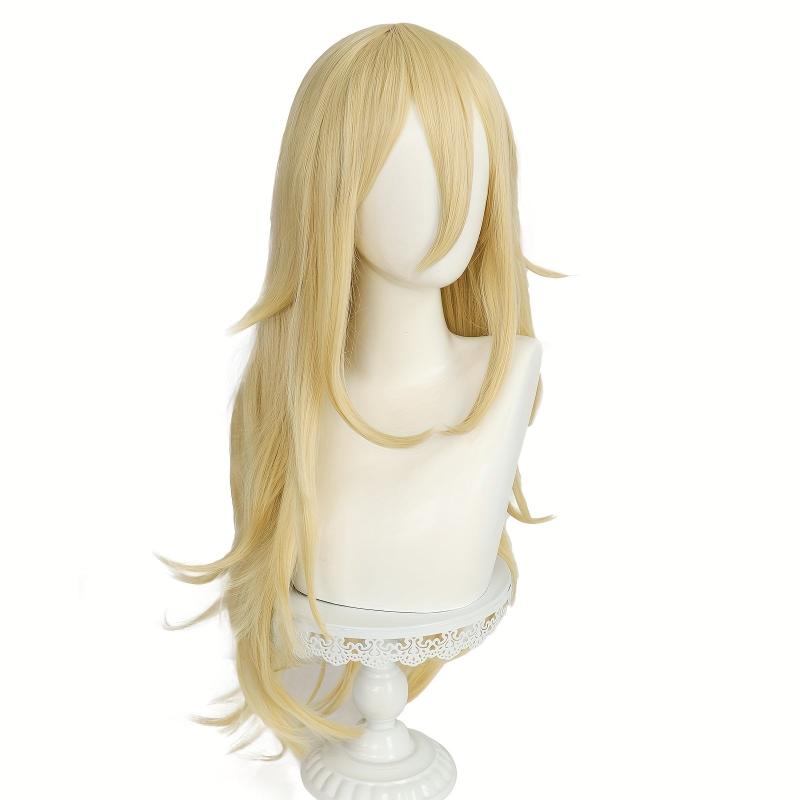 Long Blonde Anime Cosplay Wig with Bangs